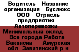 Водитель › Название организации ­ Буслюкс, ООО › Отрасль предприятия ­ Автоперевозки › Минимальный оклад ­ 1 - Все города Работа » Вакансии   . Амурская обл.,Завитинский р-н